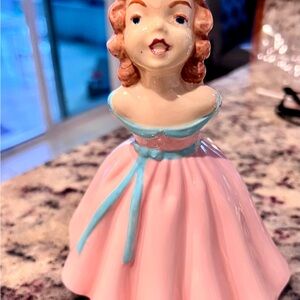 Vintage Style Pink Ceramic Figurine southern Belle